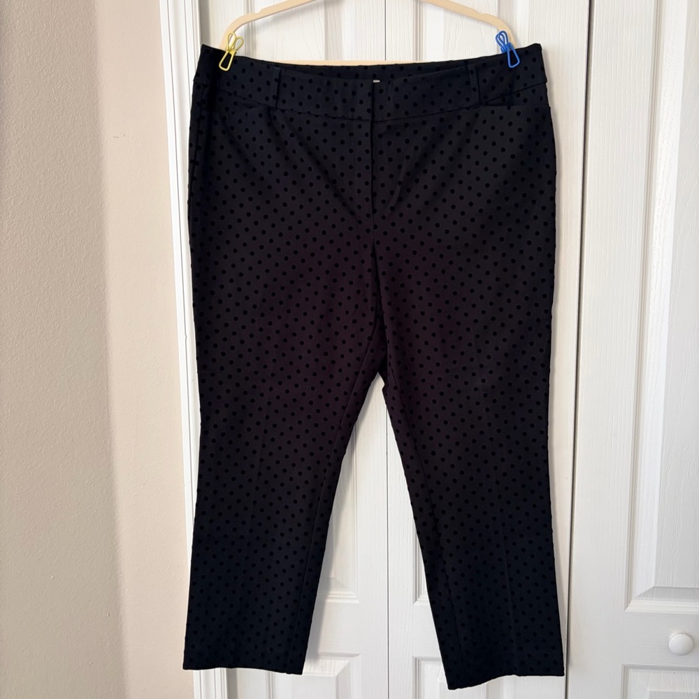 Loft Black Polka Dot Velvet Chinos Size 18